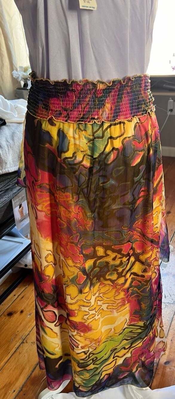 Highgate Women's Colorful Abstract Printed Tiered Maxi Skirt
